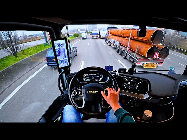 Nikotimer driving through the Netherlands in a DAF truck POV during foggy daytime on the motorways