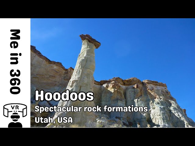 Spectacular limestone rock formations (hoodoos) in the desert of Utah (USA) - 360 VR