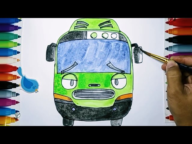 ROGI//memggambar dan mewarnai Bus TAYO the little bus(drawing and coloring tayo)