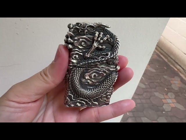 Chinese Dragon Sterling Silver Biker Lighter