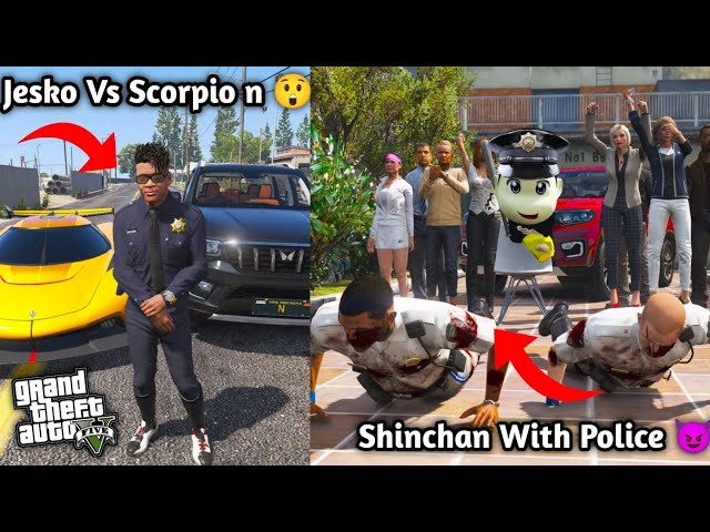 GTA5: Shinchan Become Police to Beat Sheriff department 🏬 Franklin Jesko Vs Scorpio N Race😈 PS Gmstr