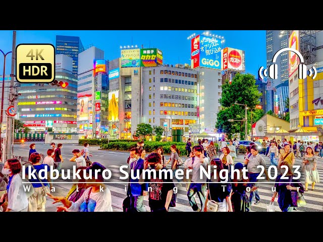 Hot Summer Night in Ikebukuro Walking Tour - Tokyo Japan [4K/HDR/Binaural]