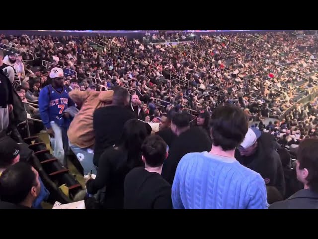 FAN FIGHT BREAKS OUT AT KNICKS-RAPTORS GAME!!! #fanfight