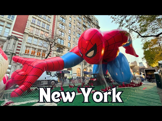 2024 Macys Thanksgiving Day Parade Balloon Inflation | 4K NYC Walk