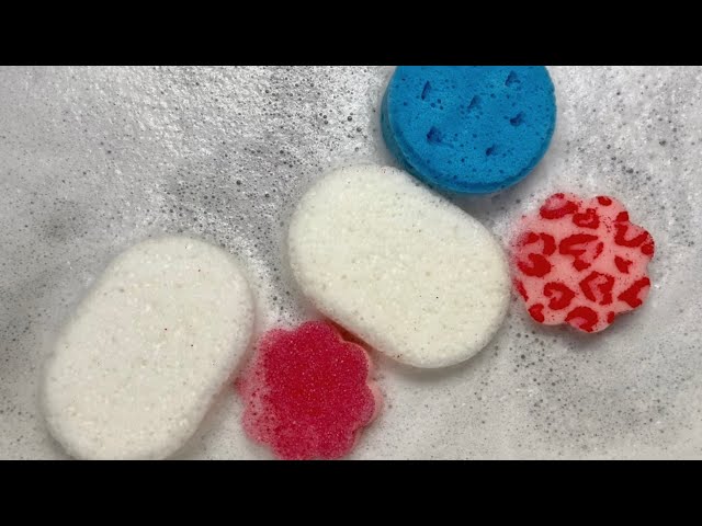 🤍🤍❤️❤️🩵 NEW Sponges Rinse. #asmr #spongesqueeze #satisfying #asmrsponge #spongesqueeze #spongerinse