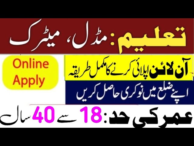 govt jobs 2025 | matric base jobs in pakistan 2025 | School Teacher Interns Jobs