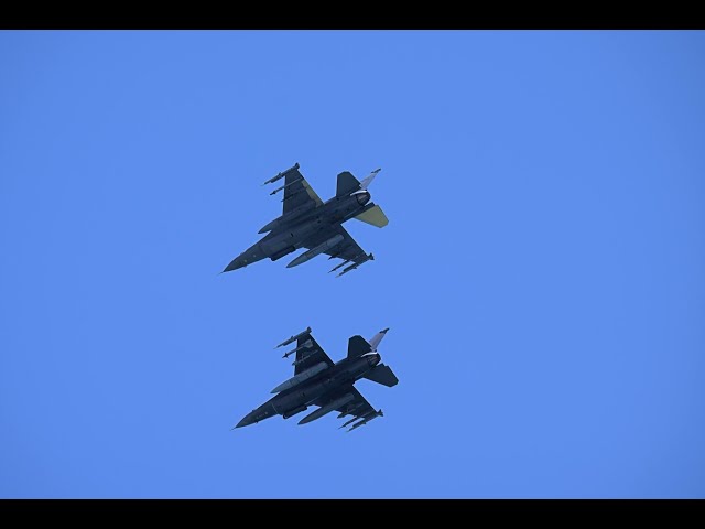 Two General Dynamics F-16 Fighting Falcons Over South Beach