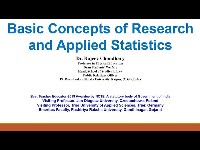 Basic Concepts of Research and Applied Statistics