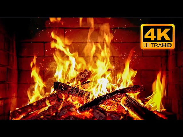 FIREPLACE 4K 🔥 Fireplace video with Burning Logs & Fire Sounds. Christmas Fireplace