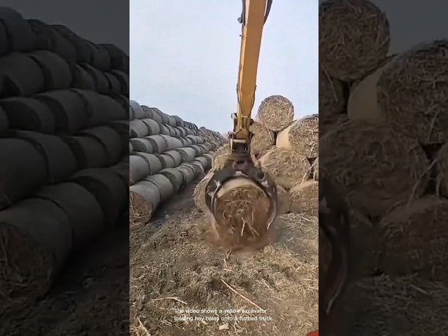 Hay bale loading operation- Good tools and machinery can increase work efficiency