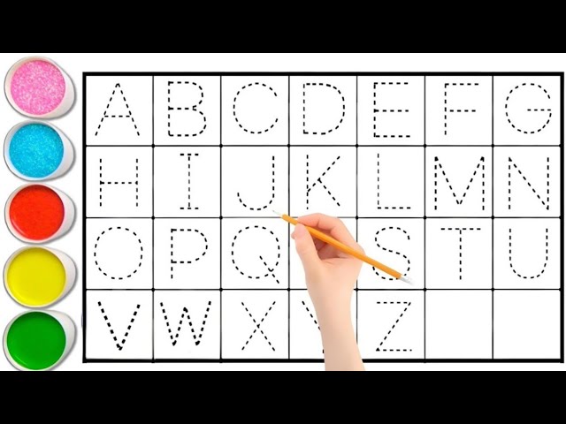 alphabet, abc song, abcd, a to z, kidsrhymes, collection for writing alongdotted lines for toddler.