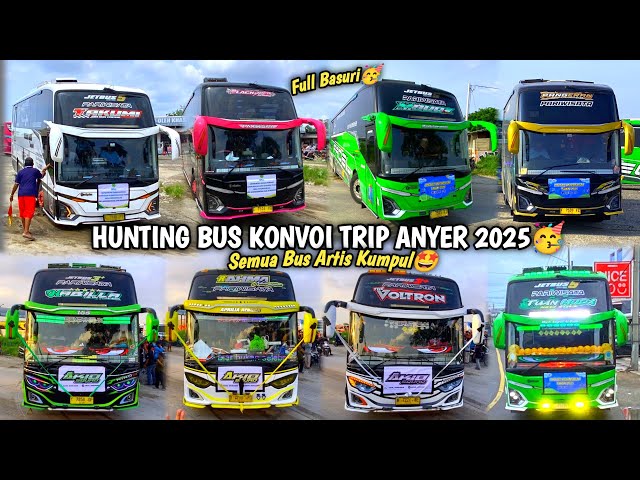 RAME FULL TELOLET BASURI🥳 KONVOI BUS ARTIS🤩 Hunting Bus Di Pusat Oleh Oleh CM7 Banten