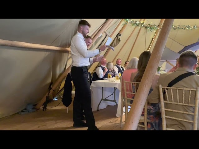 Sam and Jess’s wedding, rhyming best man speech