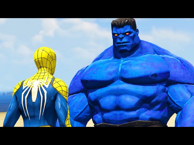 BLUE HULK vs YELLOW SPIDER-MAN PS4 - What If Battle Superheroes