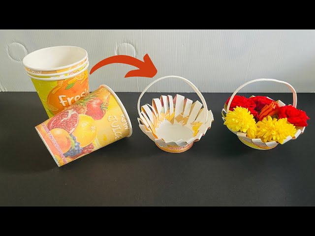 DIY Basket Making with Paper cups || Paper cup craft ideas || Best out of waste || Paper cup basket