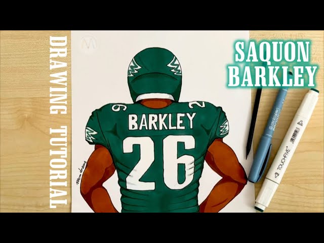 How to draw NFL players of Philadelphia Eagles / Saquon Barkley drawing / Super Bowl LIX