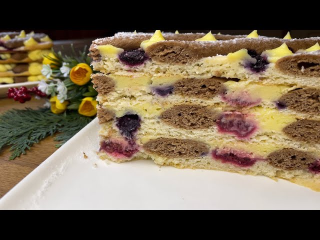 If you want to surprise your guests. Unusual cake with berries and delicate cream.