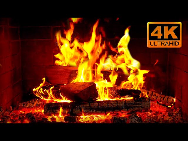 🔥Night FIREPLACE 12 hours (NO ADS). Sounds of a burning fireplace