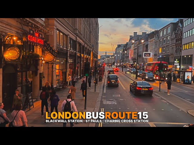 Upper-Deck Sunset POV aboard London Bus Route 15 | London Bus Ride from Blackwall to Charing Cross 🚌