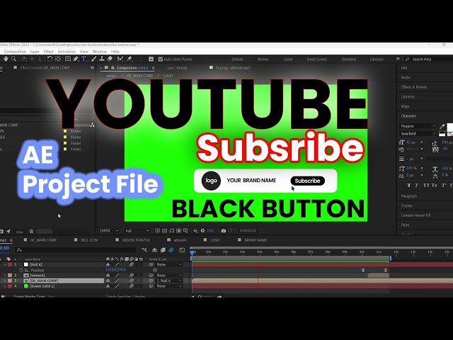 YOUTUBE SUBSCRIBE BLACK BUTTON FREE AFTEREFFECTS PROJECT FILE DOWNLOAD