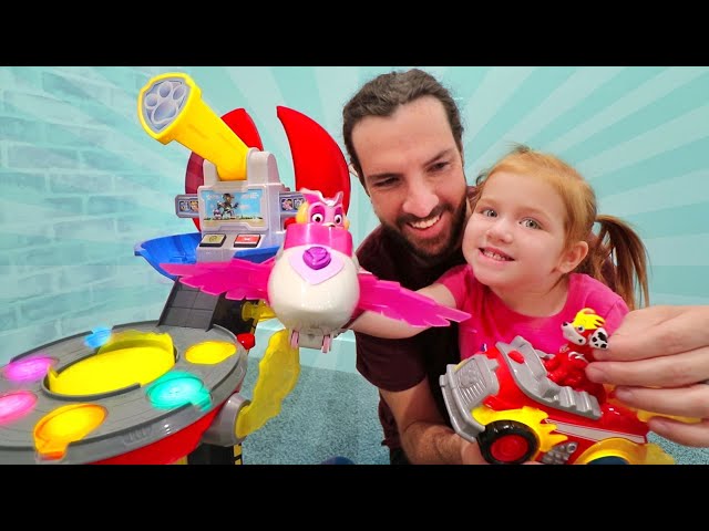 PAW PATROL HIDE N SEEK!! Mighty Pups help find hidden animals with Adley and Dad! (ultimate new toy)