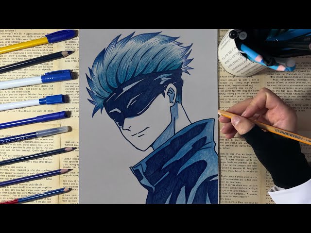 How to draw Gojo satire step by step easy tutorial/ jujutsu kaisen / drawing anime characters