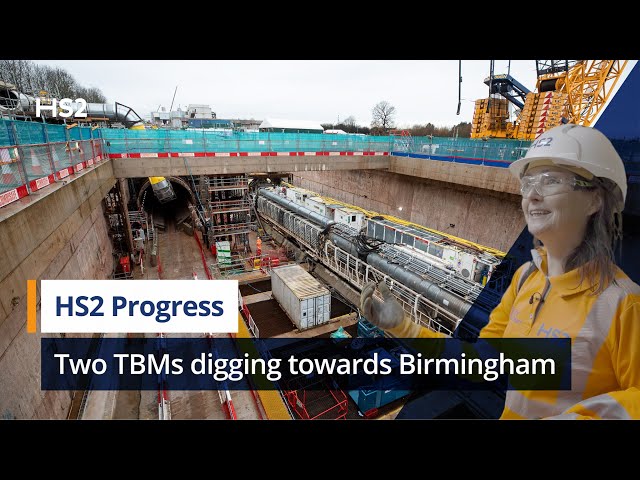 Huge HS2 tunnelling machines digging towards Birmingham