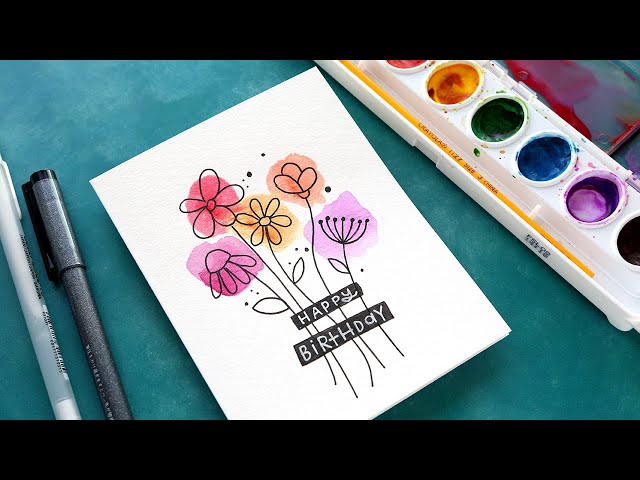 EASY DIY Watercolor Card - Budget Friendly Paints!