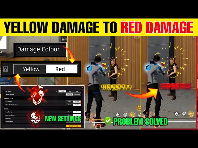 FREE FIRE YELLOW DAMAGE PROBLEM|FREE FIRE DAMAGE COLOUR CHANGE AFTER OB41 UPDATE|FF MAX SETTING OB41