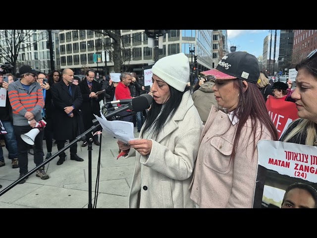 Einar Zangauker holds rally before Trump-Netanyahu meeting