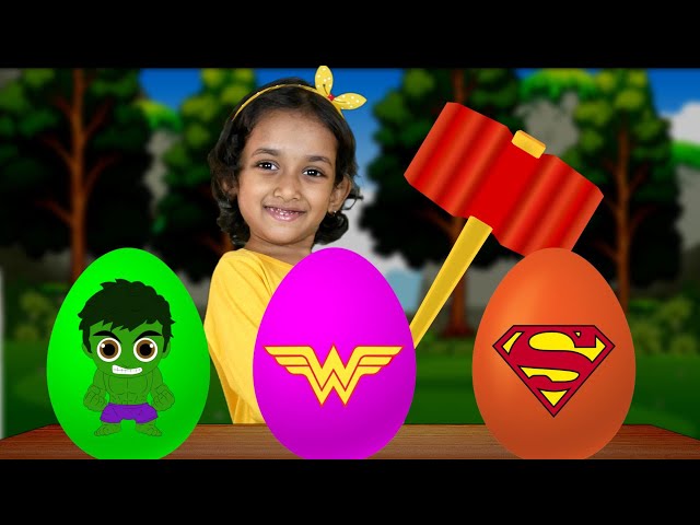 जादुई अंडे | Surprise eggs Superheroes | Hindi Rhymes for Kids - Kuku and Cucudu