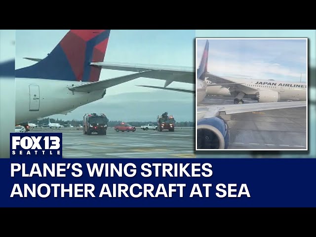 Japan Airlines plane impales tail of Delta plane at Sea-Tac Airport