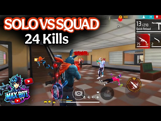 SOLO VS SQUAD🤯 "24 KILLS" BR RANK MATCH OP🔥 GAMEPLAY | #freefire #freefiregameplay