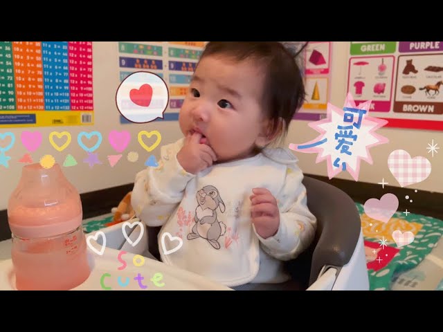 Baby food’s journey: Baby likes her finger more than solid food #babyValerie #hungrybaby #cutebaby