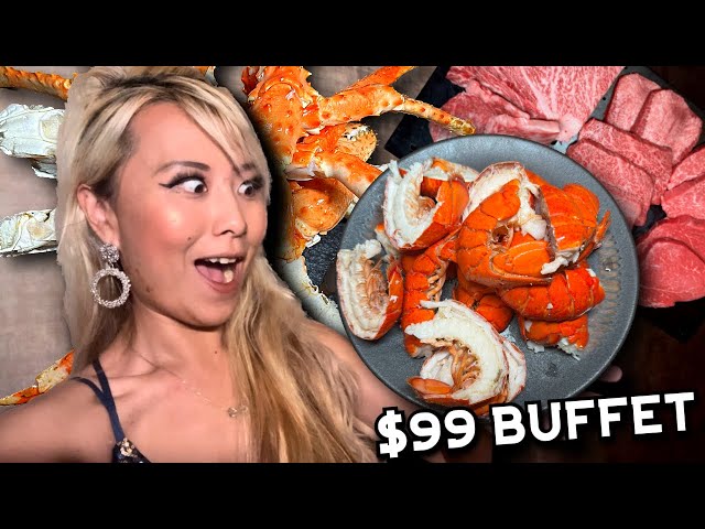 $100 BUFFET WITH A5 WAGYU - KING CRAB - LOBSTER AT NIKU X IN LOS ANGELES!! #RainaisCrazy