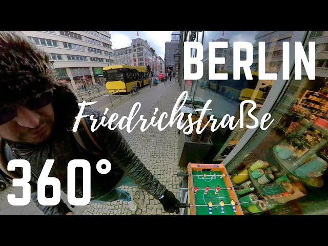 360 BERLIN 🇩🇪: Walking tour on Berlin most central street: Friedrichstraße, in Winter 2022