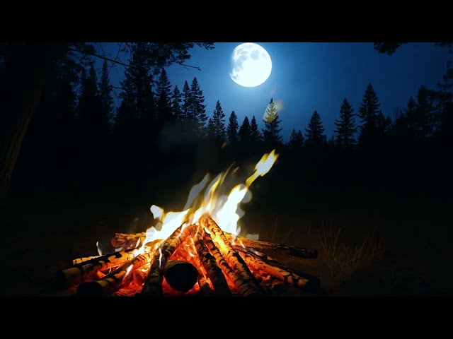 Relaxing Campfire Sounds - Burning Campfire & Crackling Fire Sounds (NO MUSIC)