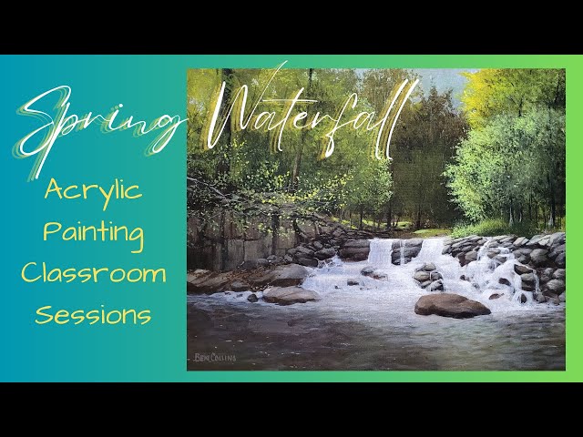 Acrylic Painting Class - Raw footage from a weekly community painting class. "Spring Waterfall"