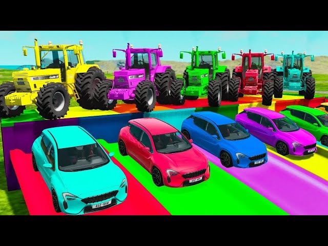 Big & Small, Long & Tall Lightning Mcqueen with Monster Truck Wheels vs Trains | BeamNG.Drive