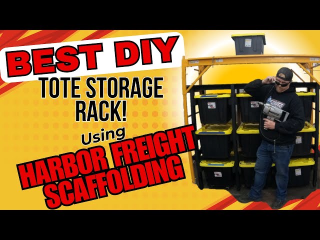 Simple Mobile TOTE Rack using Harbor Freight Scaffolding! #harborfreight #easy #scaffolding #storage