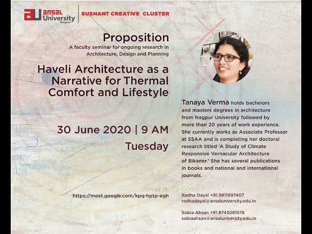 Proposition: Haveli Architecture as a Narrative for Thermal Comfort and Lifestyle #PP-20001