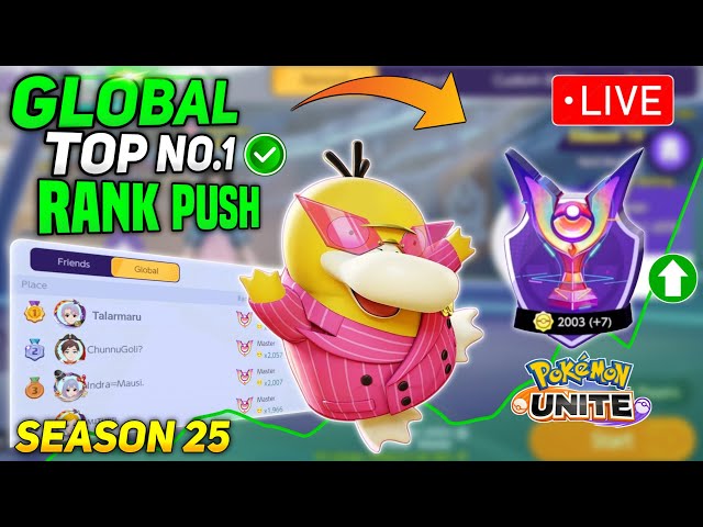 Global Top No.1 Rank Push! Day 29 let's do it Live  | Pokemon unite