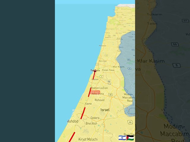 Distance between Jabalia Palestine to Tel Aviv Palestine #moscowregion #automobile #ukrainerussiabor