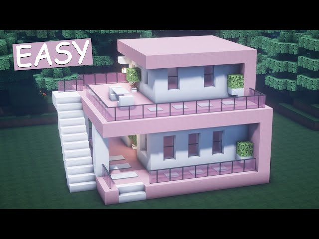 minecraft : Building a gorgeous pink house in Minecraft, with two floors🌸! GamePlay