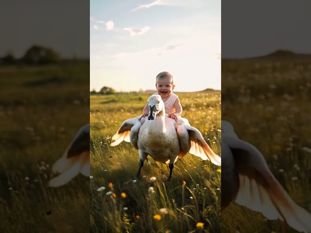 Baby and goose 🦆 #baby #naughtybabiesfail #cute #funny #tryonttolaugh #babieztv #funnybaby #cutebaby