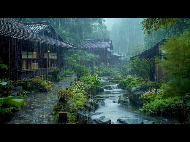 🍀 Ease Insomnia with the Rainfall in Japanese Village 🍀 Discover Relax through Natural Rain Sounds