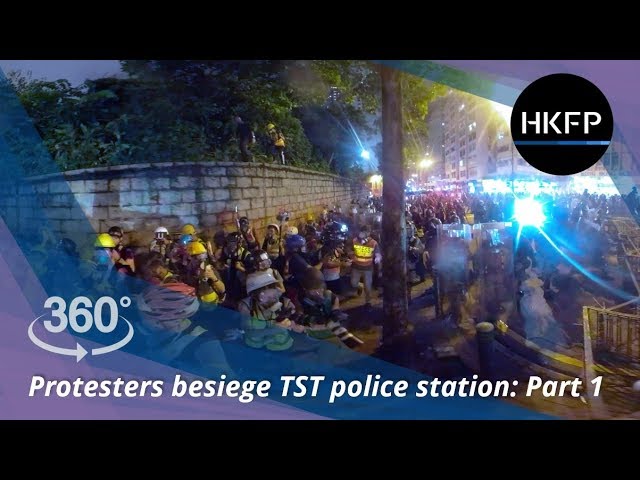 360° 4K Hong Kong protest: Activists besiege Tsim Sha Tsui Police Station Part 1