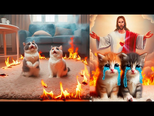 🙏 Jesus Saves Kittens from a Terrifying Fire! A Miraculous Rescue 😿🔥 #catstory #miracle