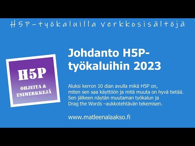 Johdanto H5P-työkaluihin 2023