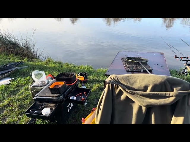 Carp Fishing Woodland Lakes 22 February 2025 - Skylark Lake All Setup Waiting For The Fish